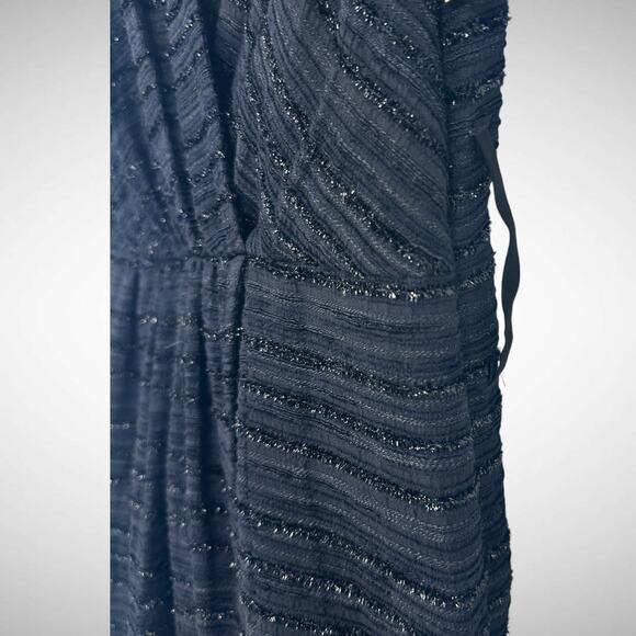 Milly Women's Sz 4‎ Boucle Tweed Wrap Front Evening Dress Navy Blue Metallic New - Picture 7 of 12